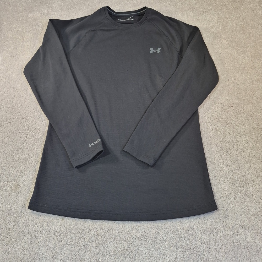 Black Under Armour Mens Cold Gear Size Medium Fitted Logo Long Sleeve Layer